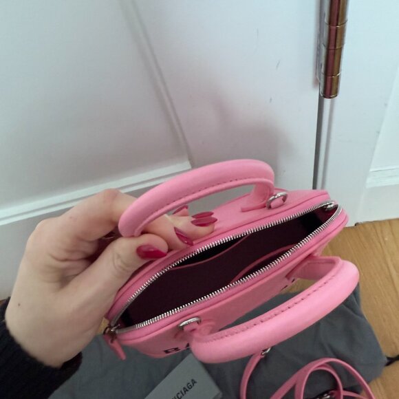 NWT Balenciaga Ville Handbag + Shoulder Bag In Violet Pink Inlaid Logo - Picture 14 of 16